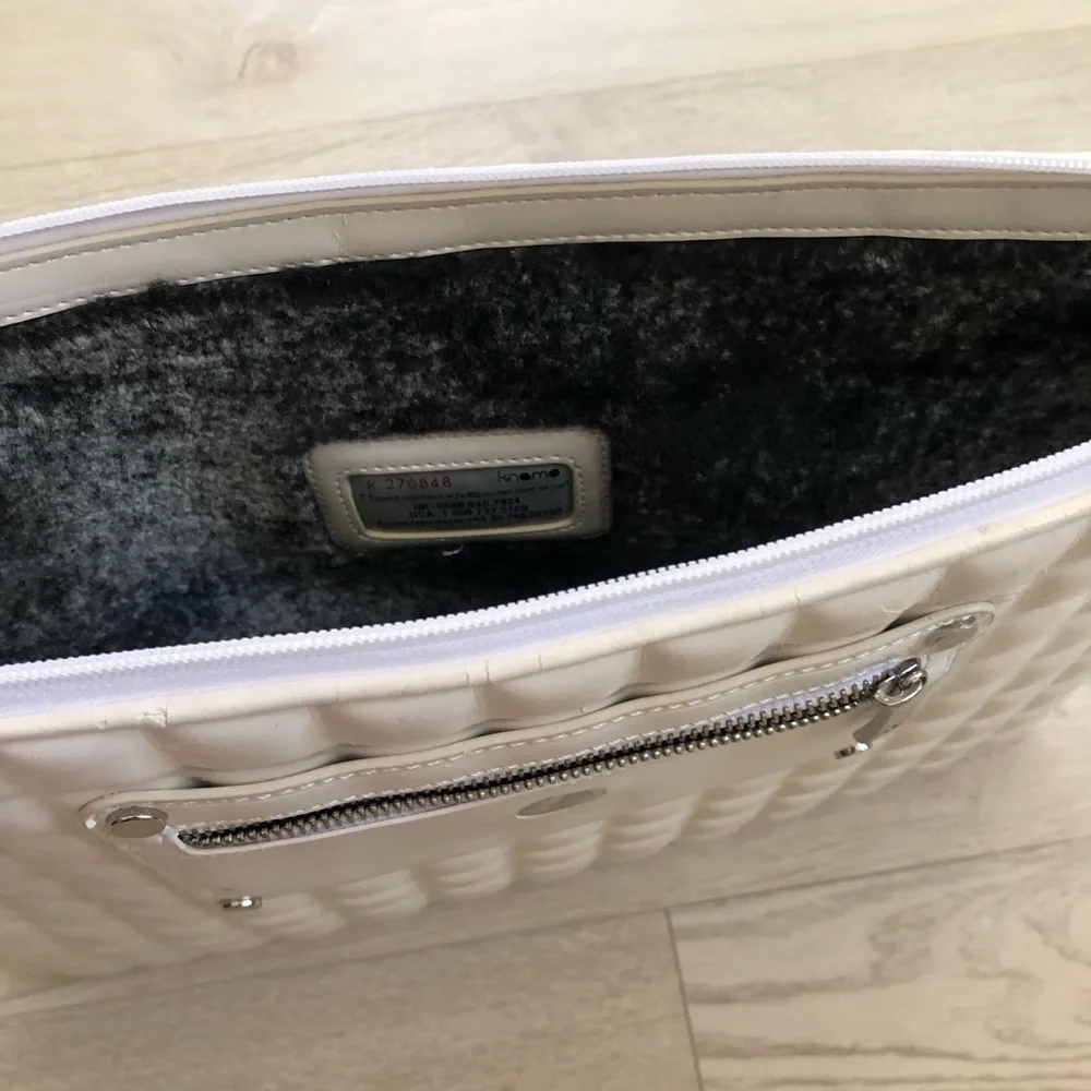 Knomo London White Quilted Laptop Sleeve Case Bag